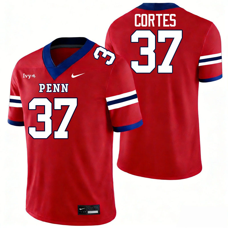 Pennsylvania Quakers #37 Ty Cortes College Football Jerseys,Uniforms Stitched-Red